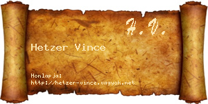 Hetzer Vince névjegykártya